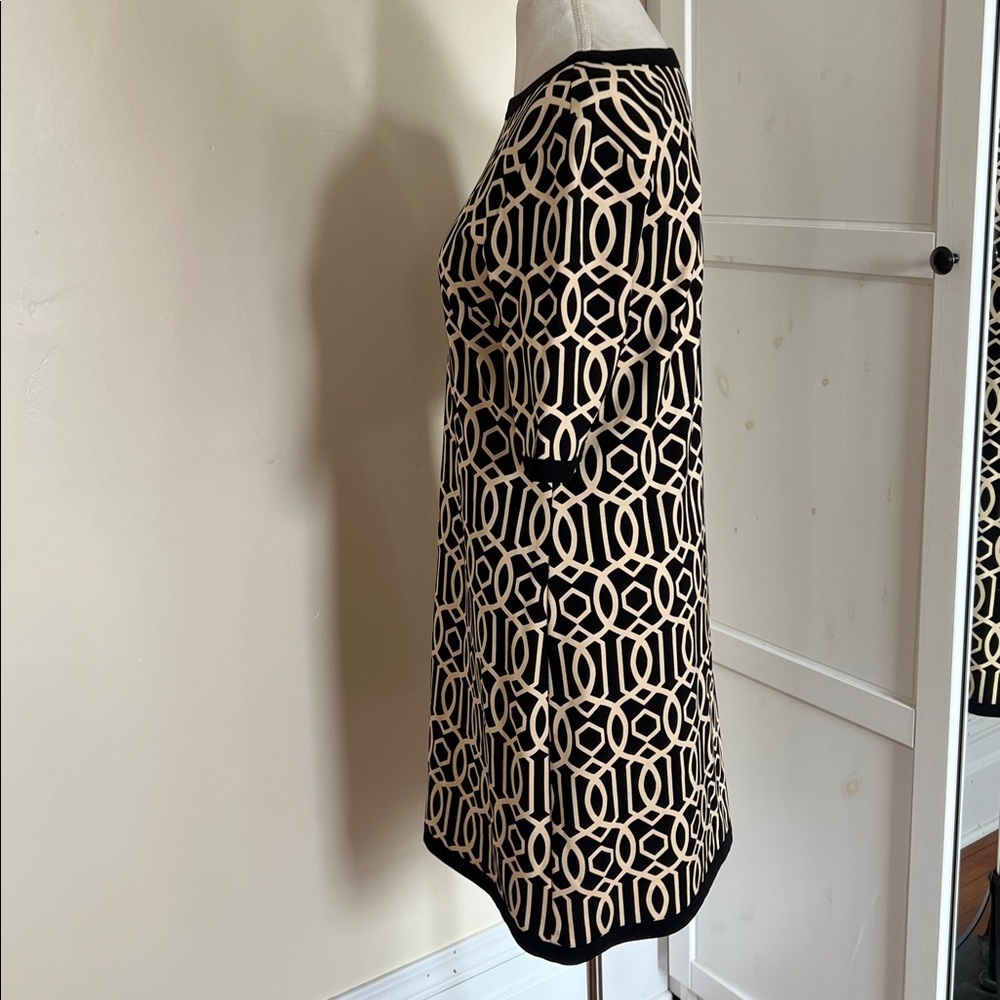 Jude Connally M | Black Beige Geometric Chain Link Print Knit Dress Made in USA - Picture 5 of 8